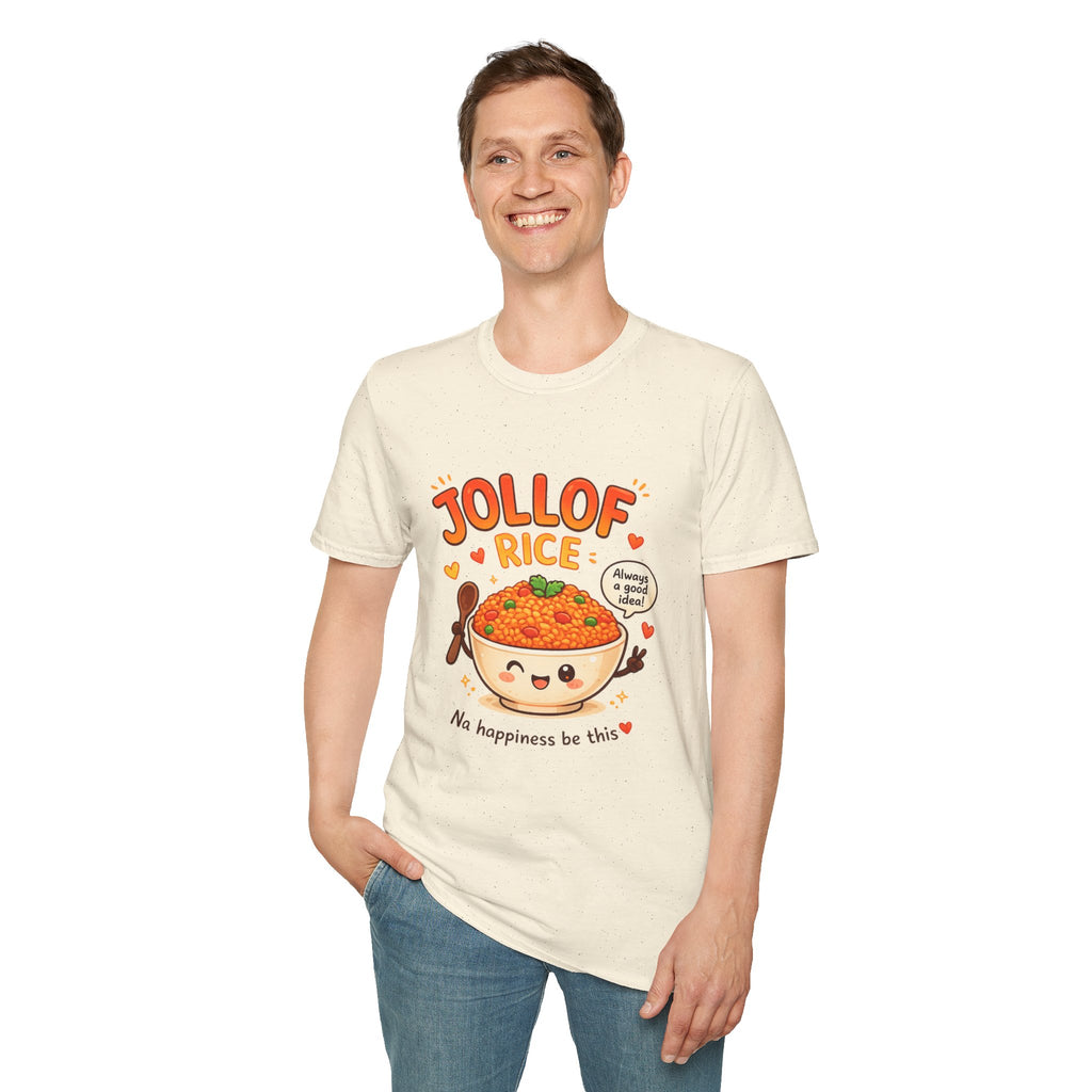 Jollof Rice T-Shirt Cute Kawaii Bowl Design (“Na happiness be this”)