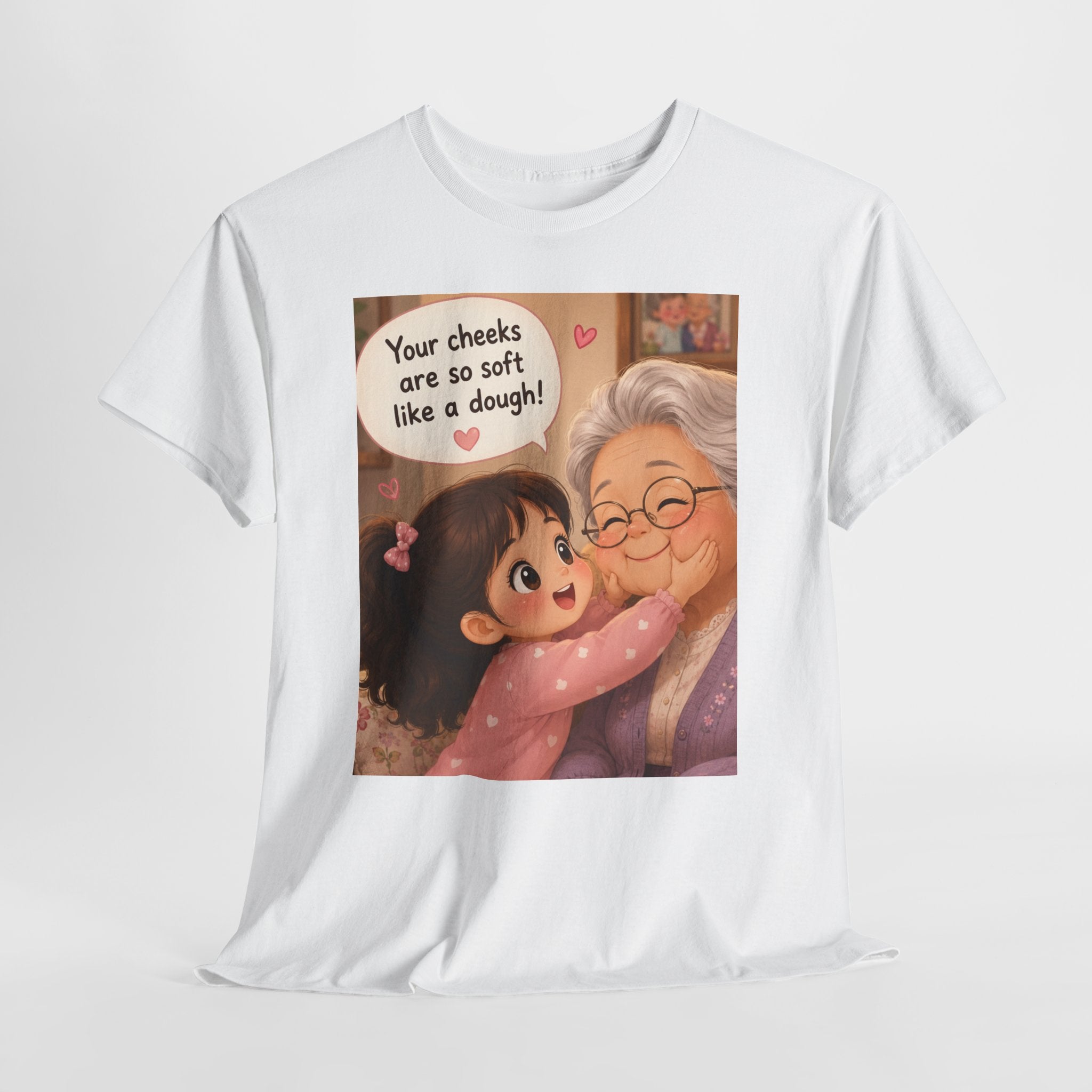 Grandma Hug T-Shirt – Cute "Your cheeks are so soft like a dough!" Illustration Tee