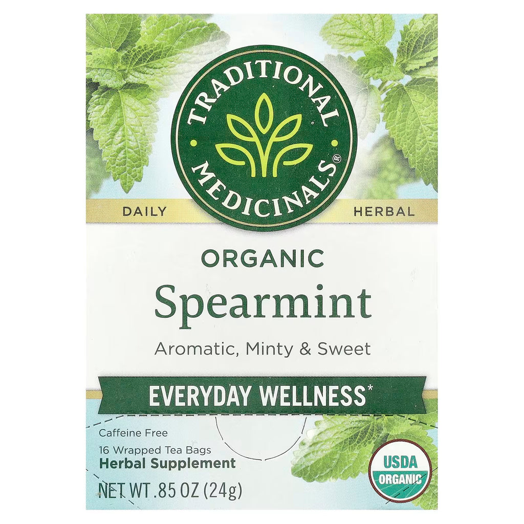 Traditional Medicinals, Organic Spearmint, Caffeine Free, 16 Wrapped Tea Bags, 0.85 oz (24 g)