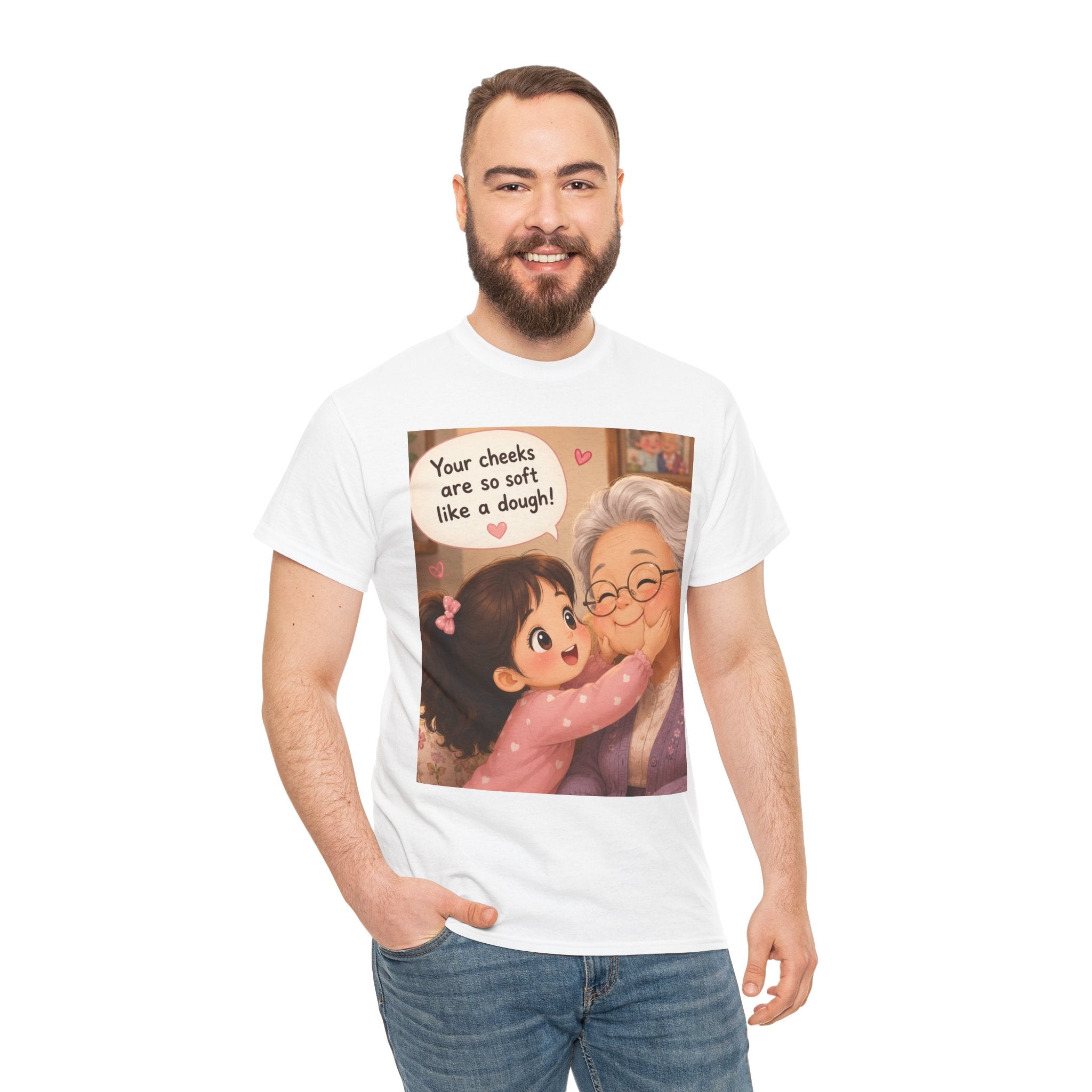 Grandma Hug T-Shirt – Cute "Your cheeks are so soft like a dough!" Illustration Tee