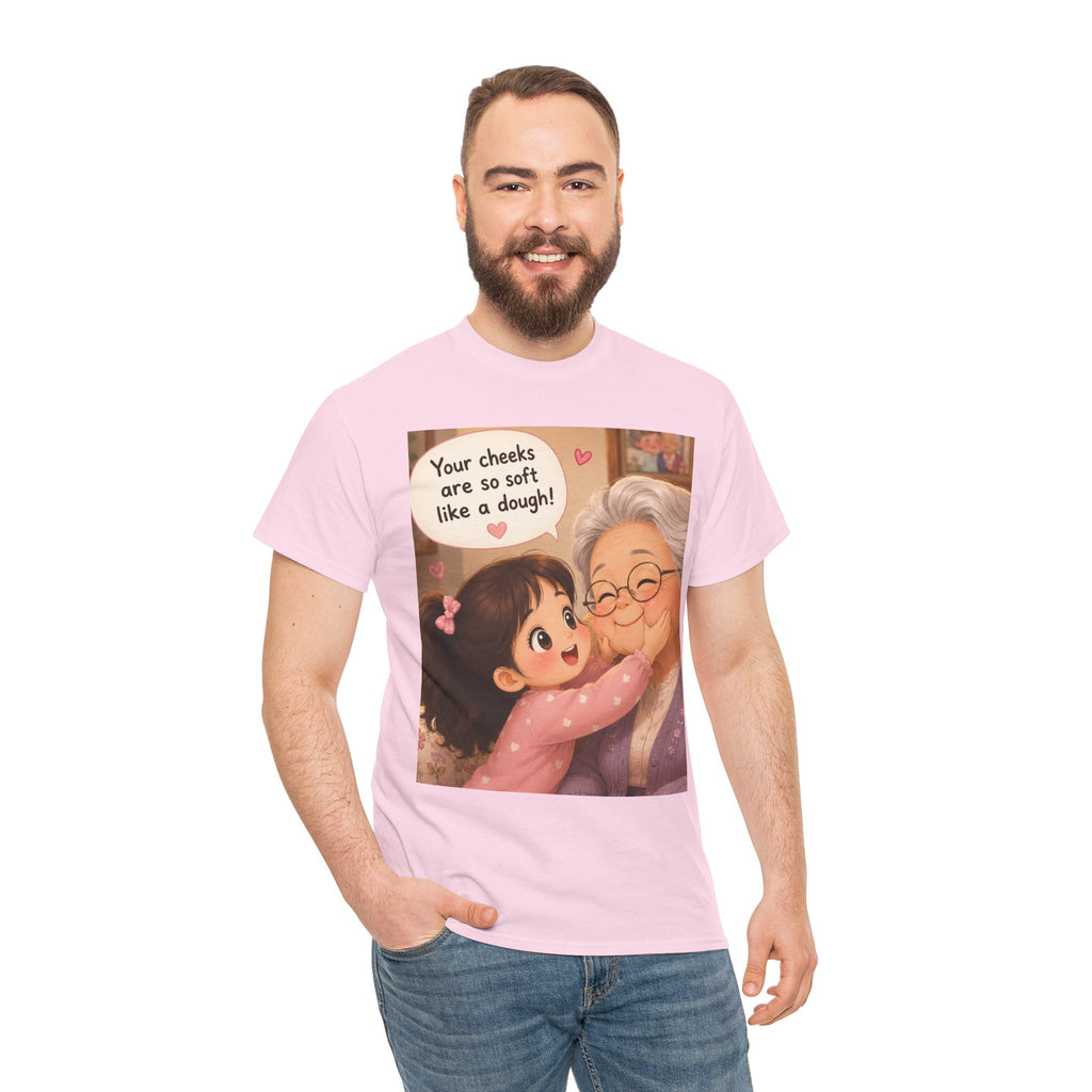 Grandma Hug T-Shirt – Cute "Your cheeks are so soft like a dough!" Illustration Tee
