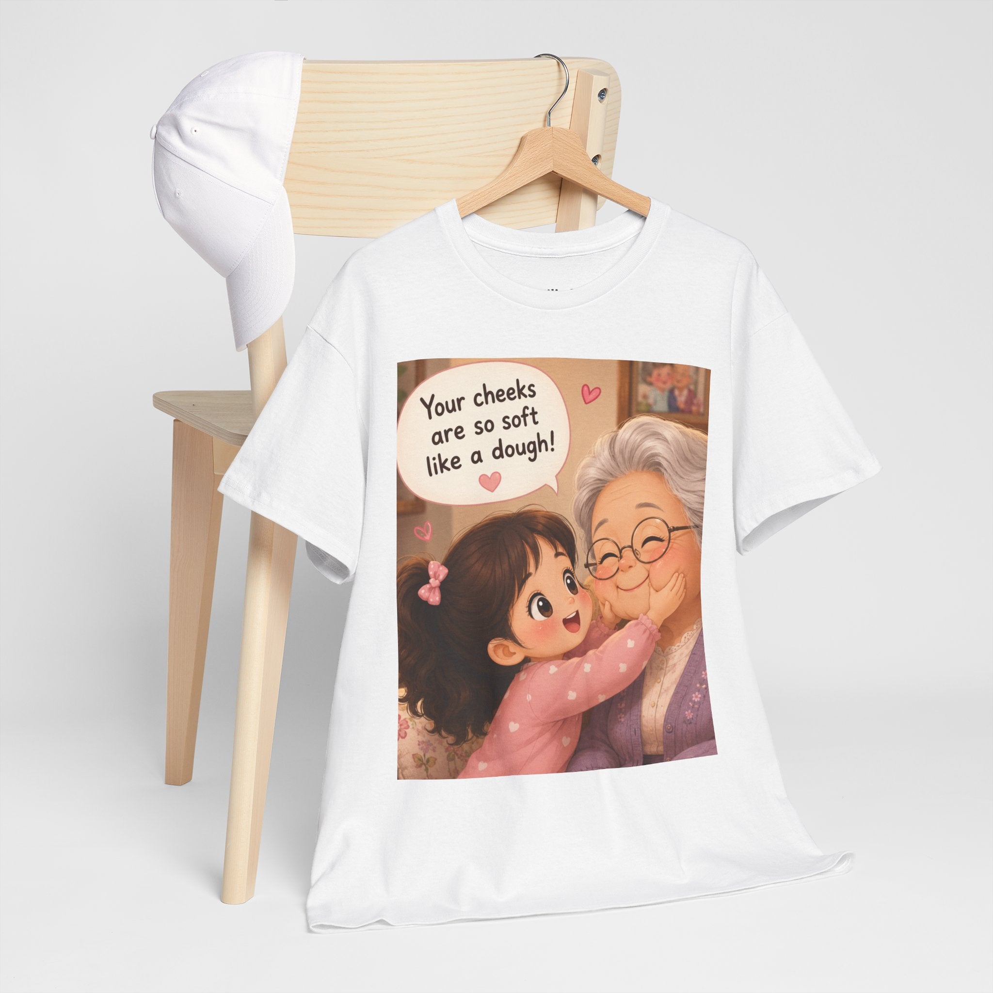 Grandma Hug T-Shirt – Cute "Your cheeks are so soft like a dough!" Illustration Tee