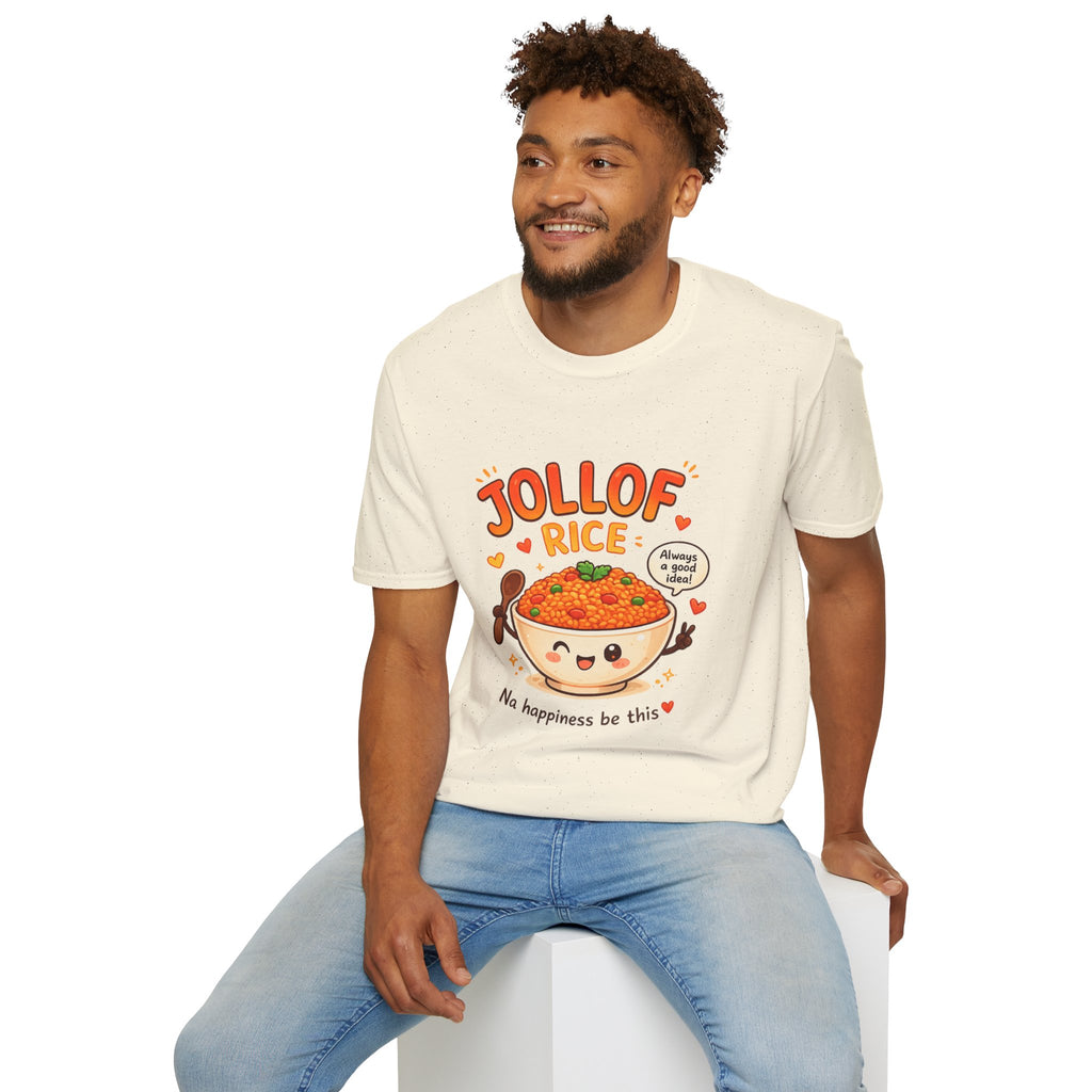 Jollof Rice T-Shirt Cute Kawaii Bowl Design (“Na happiness be this”)