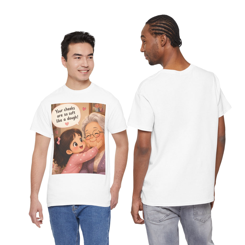 Grandma Hug T-Shirt – Cute "Your cheeks are so soft like a dough!" Illustration Tee