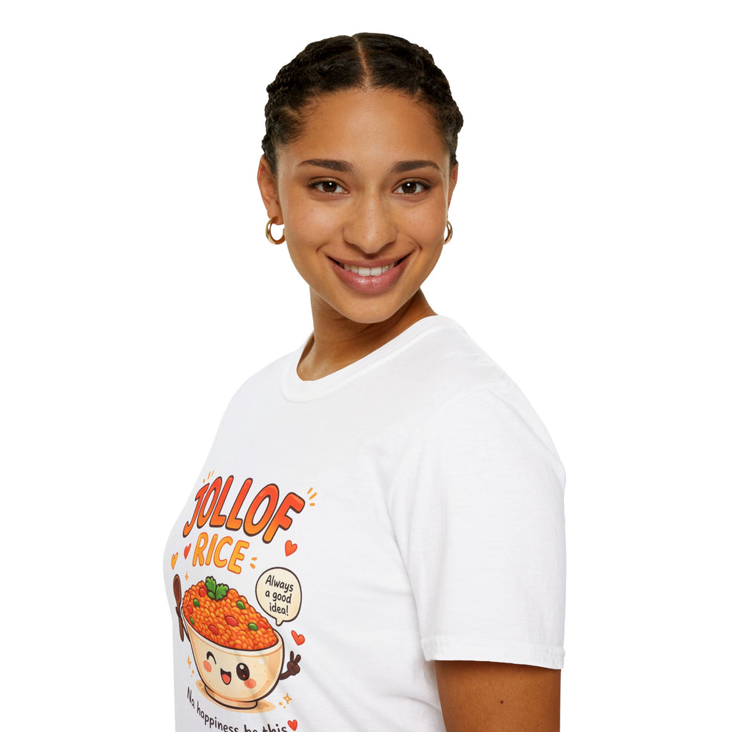 Jollof Rice T-Shirt Cute Kawaii Bowl Design (“Na happiness be this”)