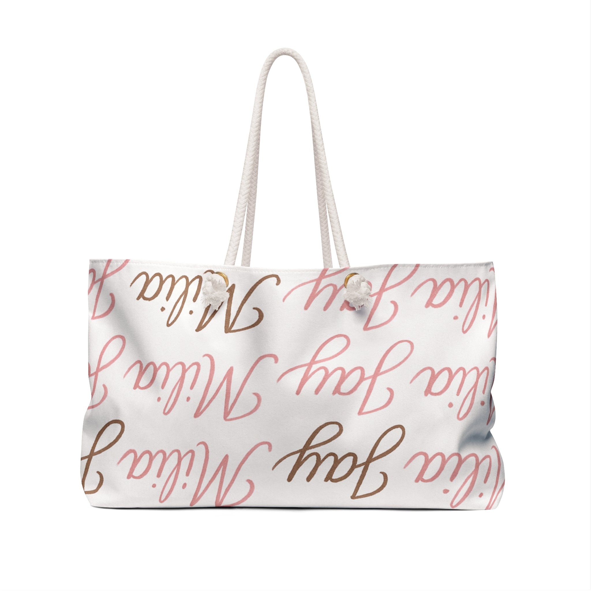 A stylish and spacious monogrammed travel weekender bag from Milia Jay — perfect for weekend trips, carry-on flights, and everyday adventure.