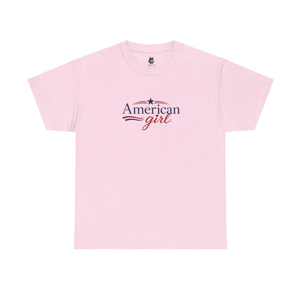 American Girl T-Shirt — Patriotic Stars & Script Tee