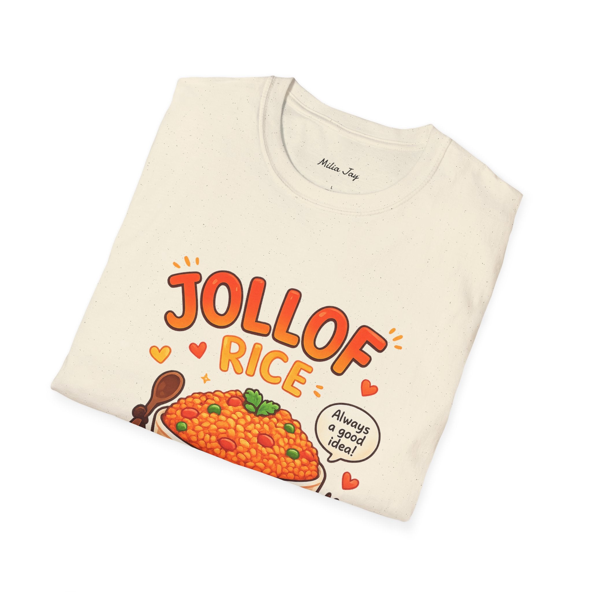 Jollof Rice T-Shirt Cute Kawaii Bowl Design (“Na happiness be this”)