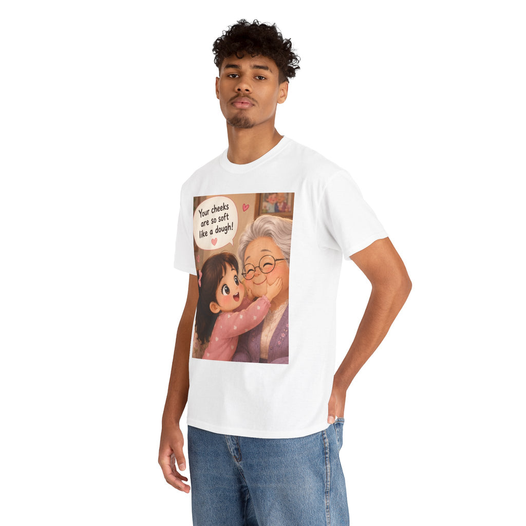 Grandma Hug T-Shirt – Cute "Your cheeks are so soft like a dough!" Illustration Tee
