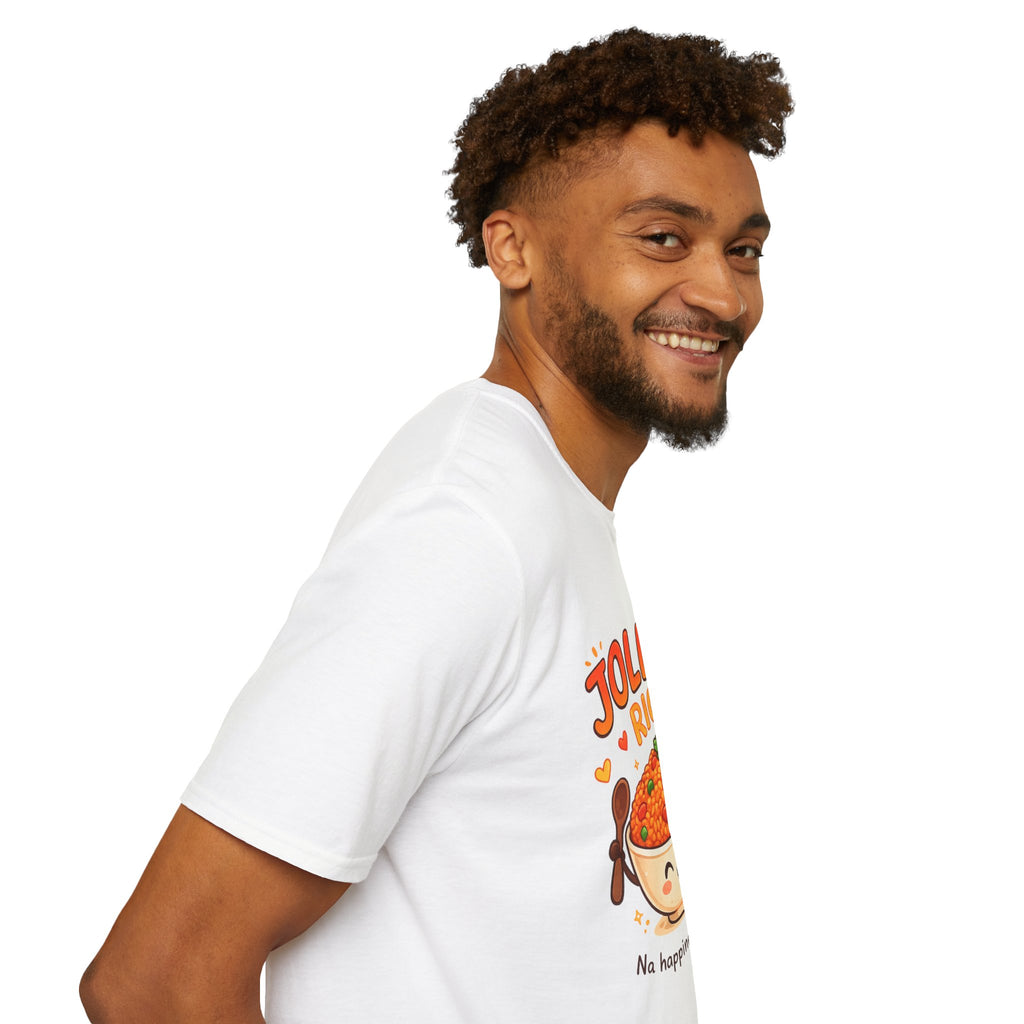 Jollof Rice T-Shirt Cute Kawaii Bowl Design (“Na happiness be this”)