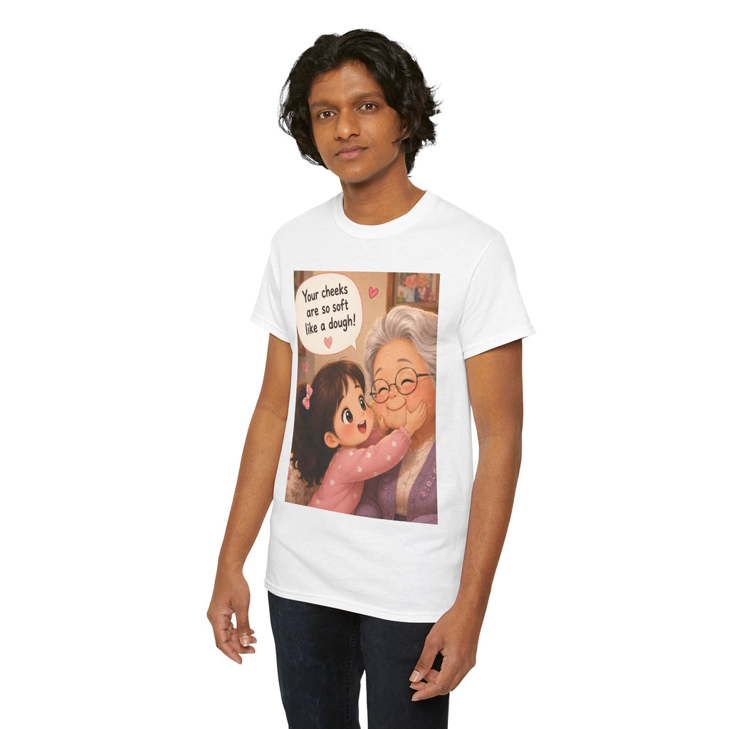 Grandma Hug T-Shirt – Cute "Your cheeks are so soft like a dough!" Illustration Tee