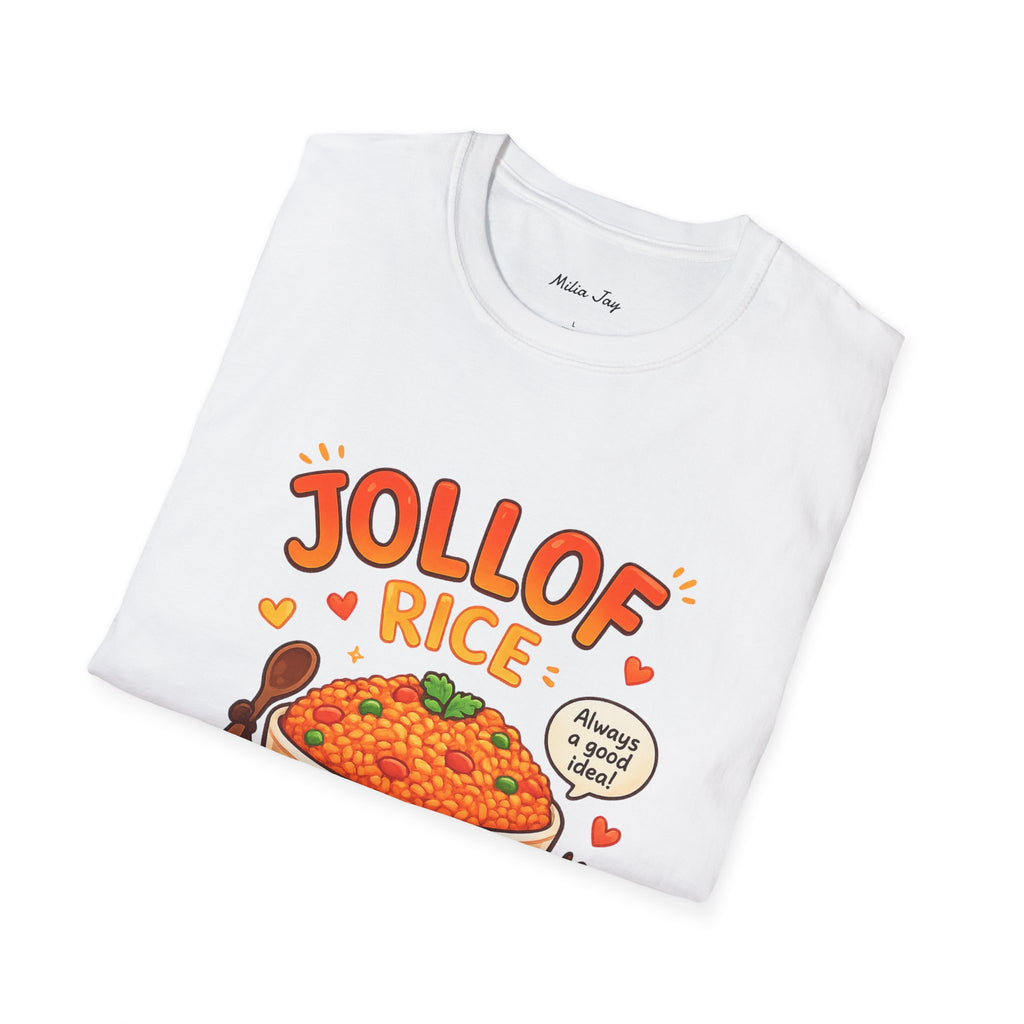 Jollof Rice T-Shirt Cute Kawaii Bowl Design (“Na happiness be this”)
