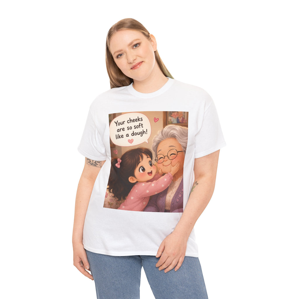 Grandma Hug T-Shirt – Cute "Your cheeks are so soft like a dough!" Illustration Tee