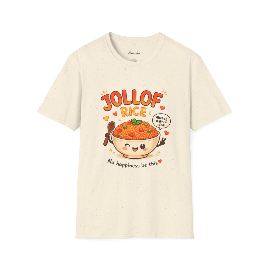 Jollof Rice T-Shirt Cute Kawaii Bowl Design (“Na happiness be this”)