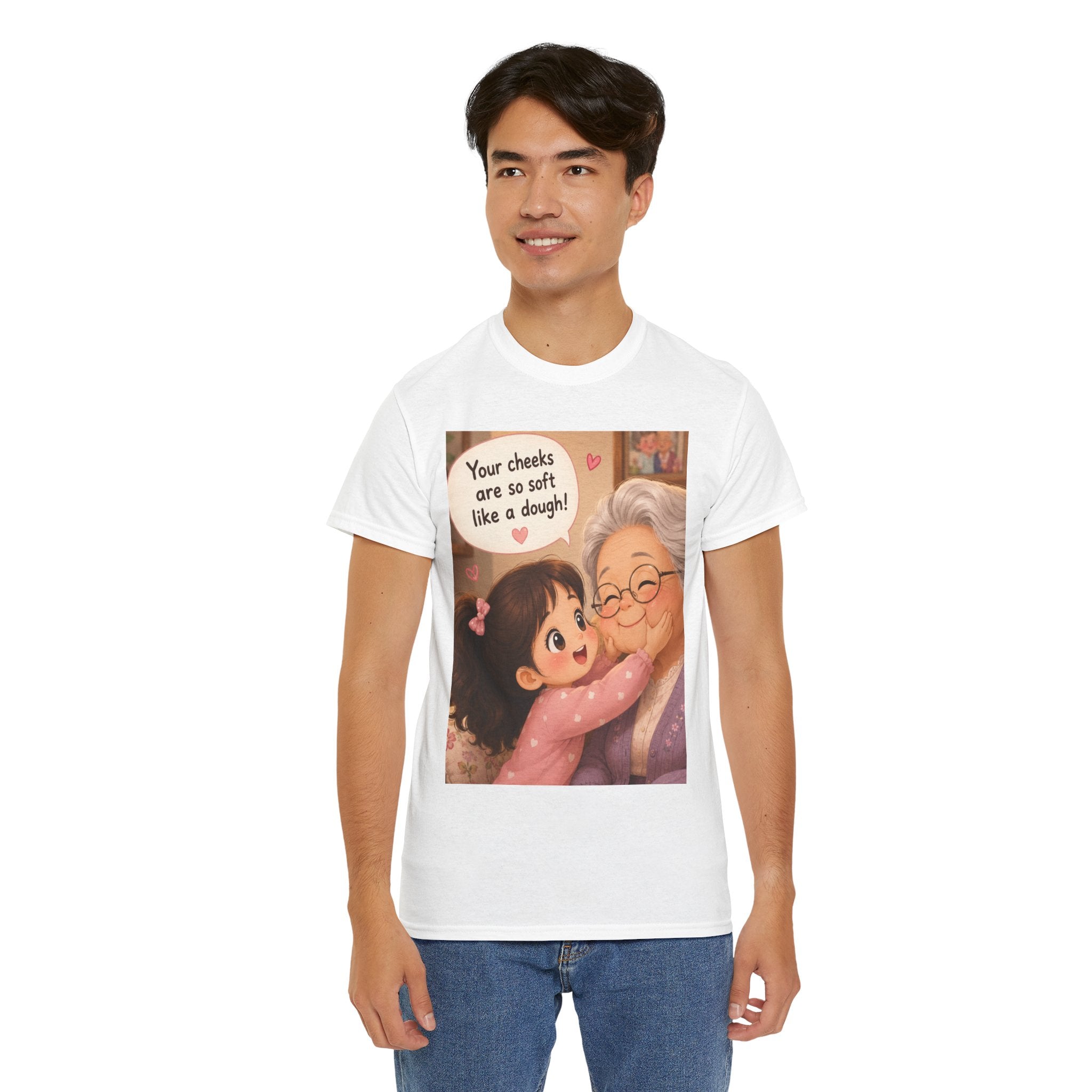 Grandma Hug T-Shirt – Cute "Your cheeks are so soft like a dough!" Illustration Tee