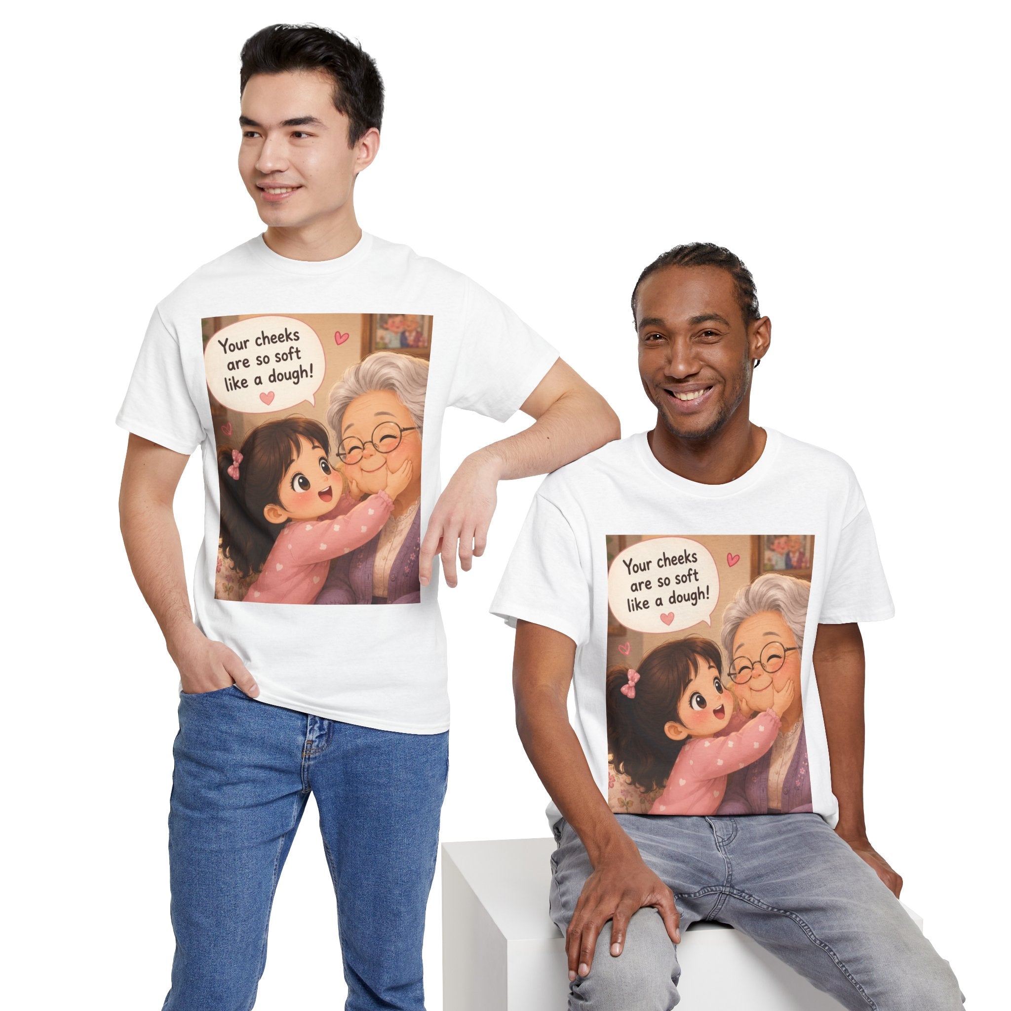 Grandma Hug T-Shirt – Cute "Your cheeks are so soft like a dough!" Illustration Tee
