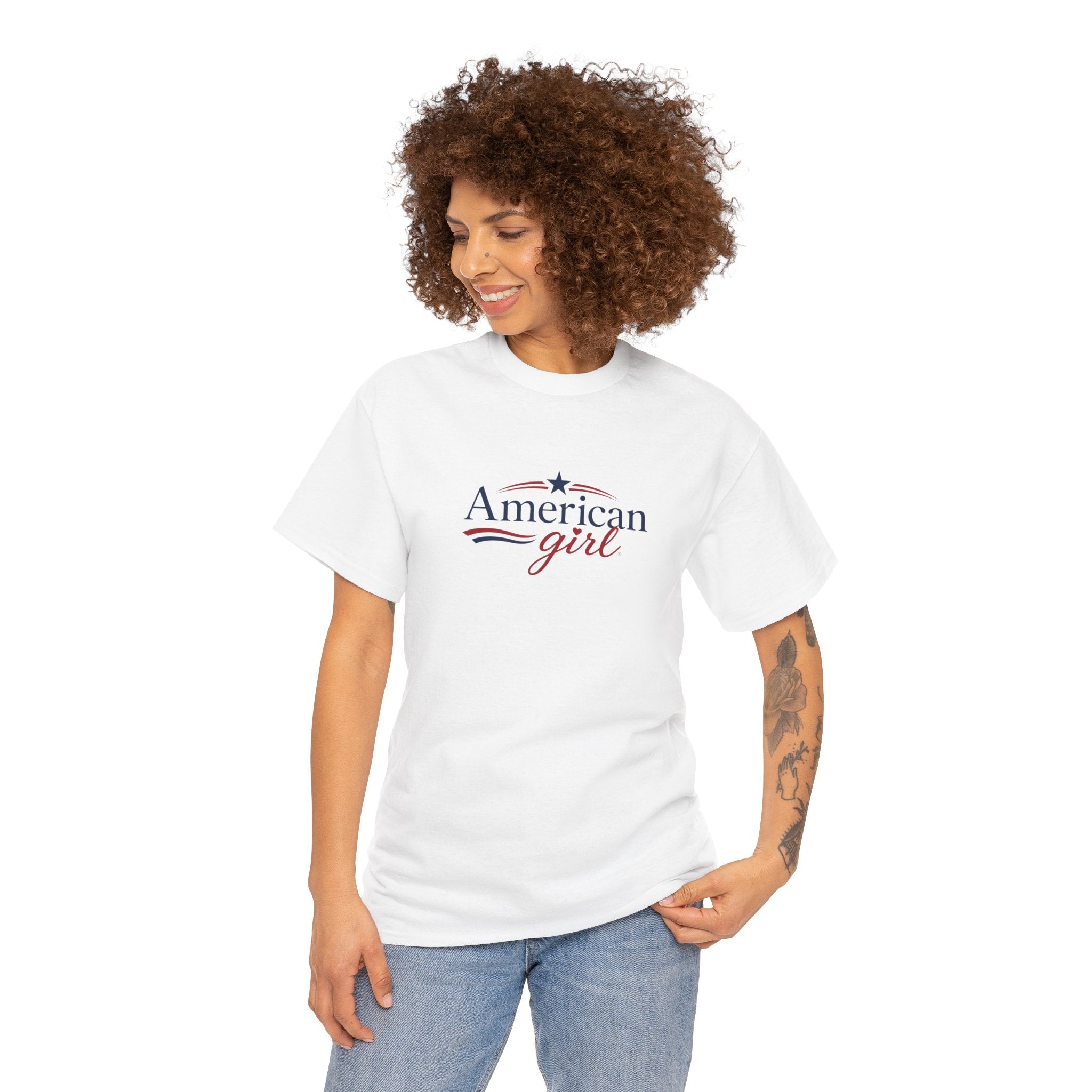 American Girl T-Shirt — Patriotic Stars & Script Tee