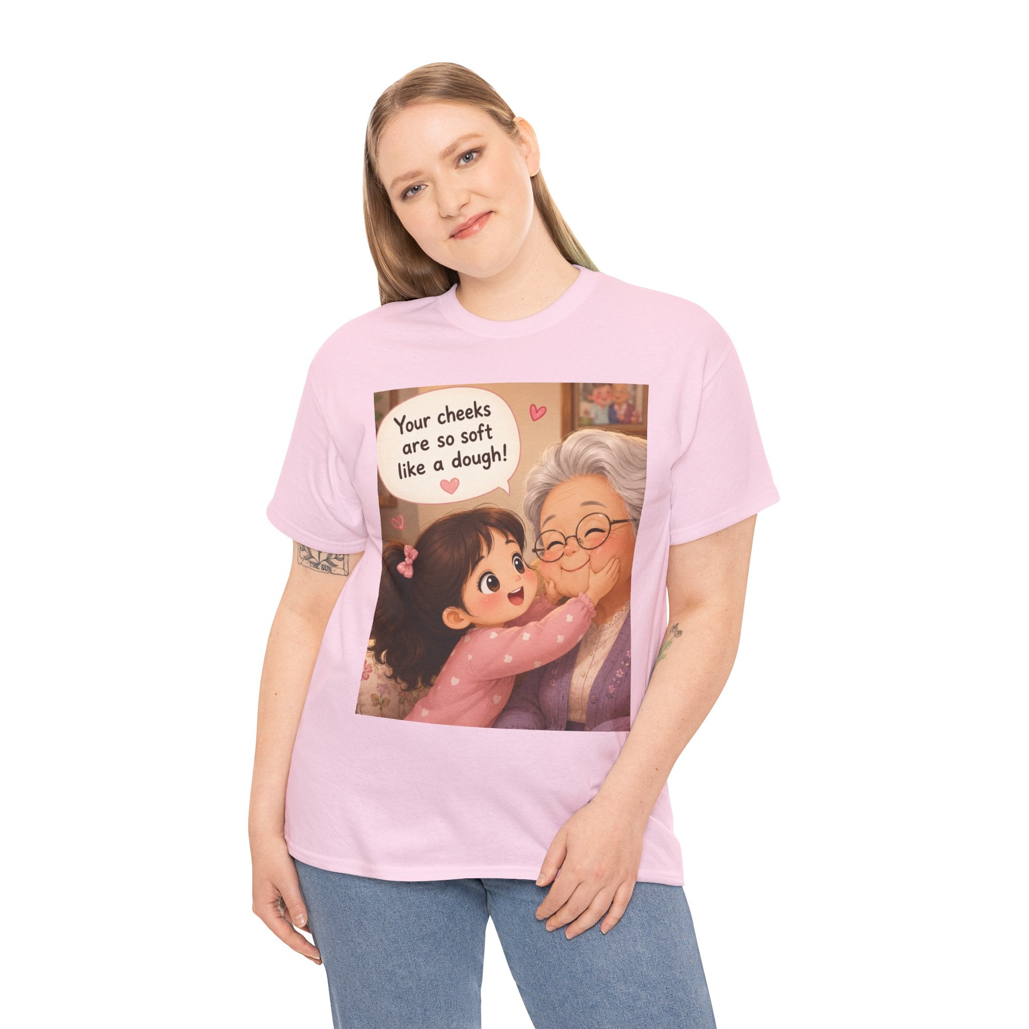 Grandma Hug T-Shirt – Cute "Your cheeks are so soft like a dough!" Illustration Tee
