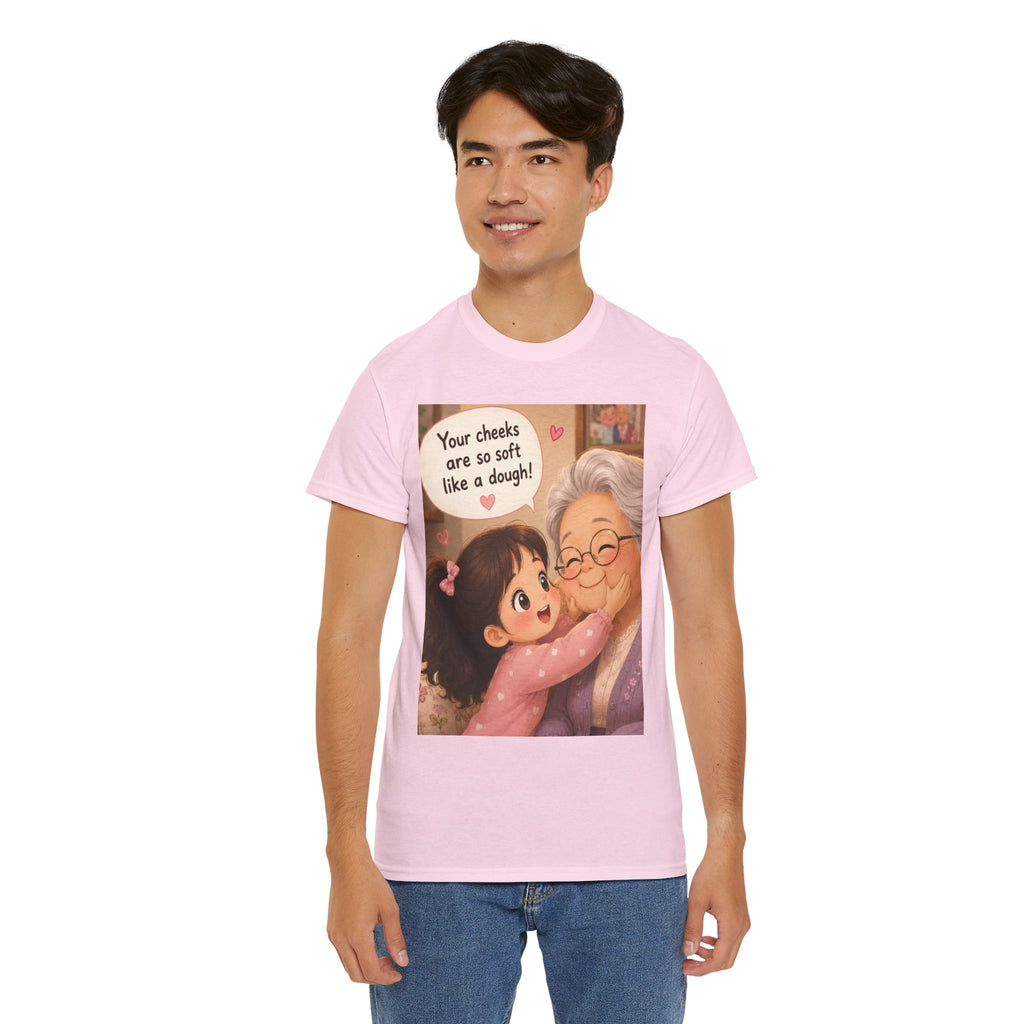 Grandma Hug T-Shirt – Cute "Your cheeks are so soft like a dough!" Illustration Tee