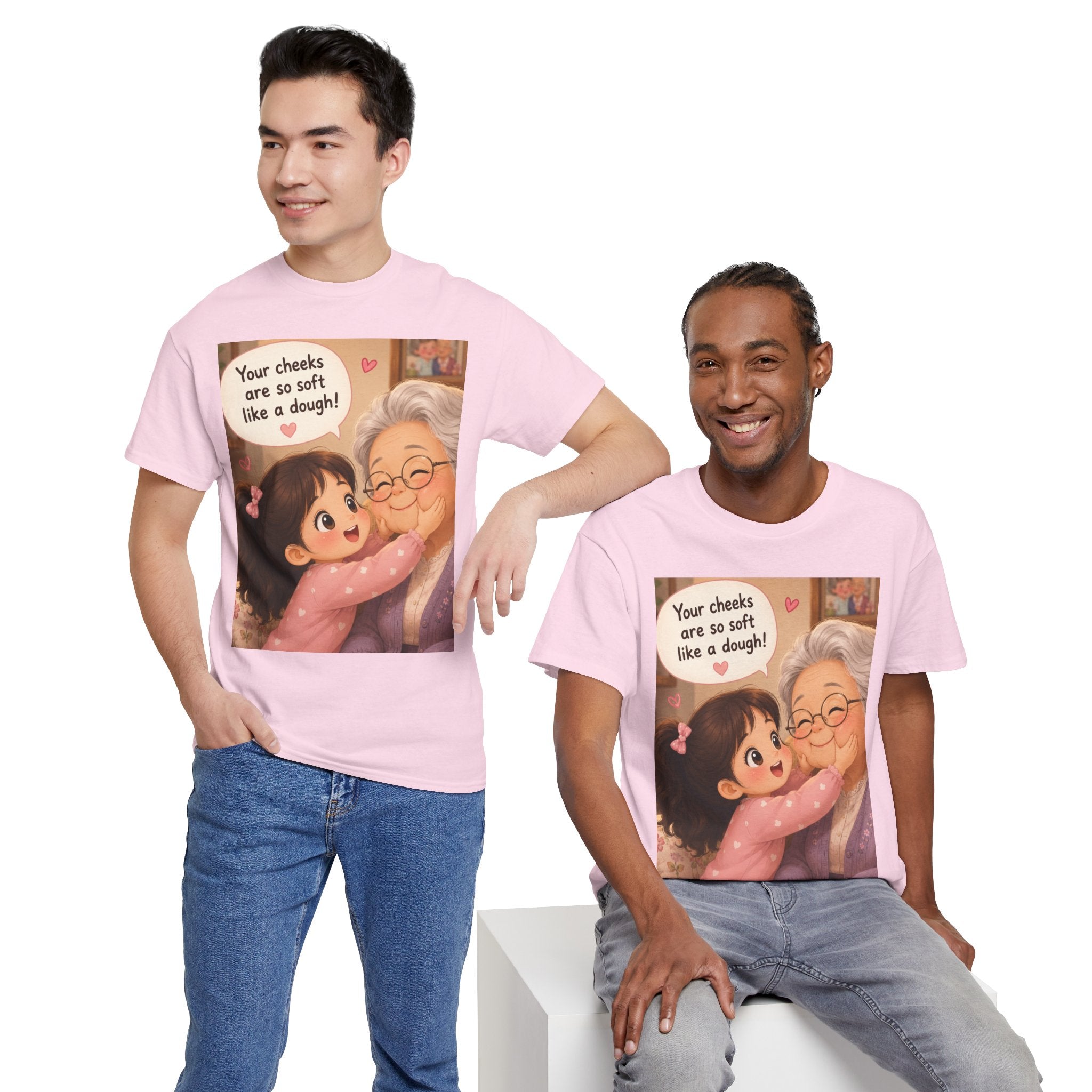 Grandma Hug T-Shirt – Cute "Your cheeks are so soft like a dough!" Illustration Tee