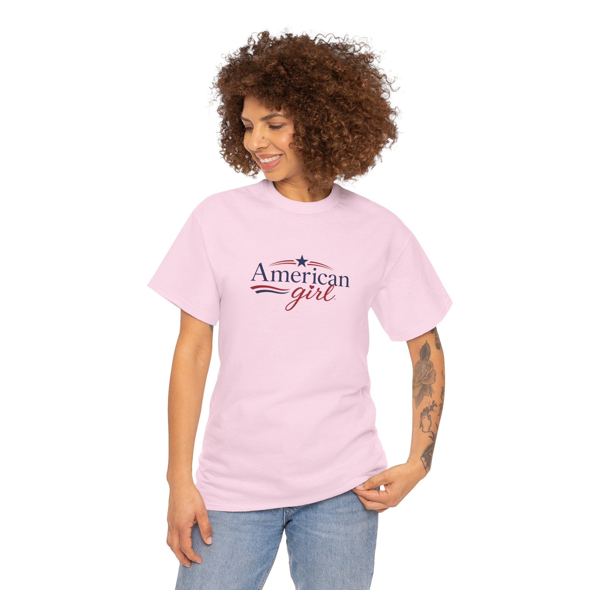 American Girl T-Shirt — Patriotic Stars & Script Tee
