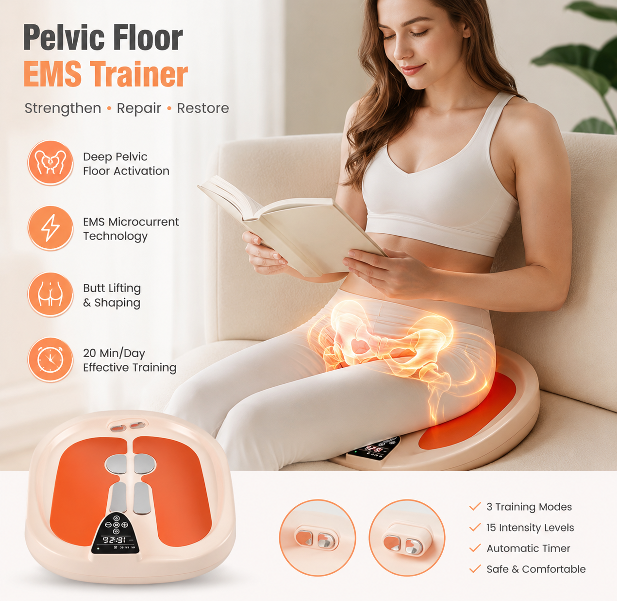 Postpartum Recovery Kit for Women – EMS Pelvic Floor Trainer for Postpartum Care, Kegel Exercise Device, Butt Lifting & Muscle Recovery, Postpartum Essentials & Postpartum Gifts.