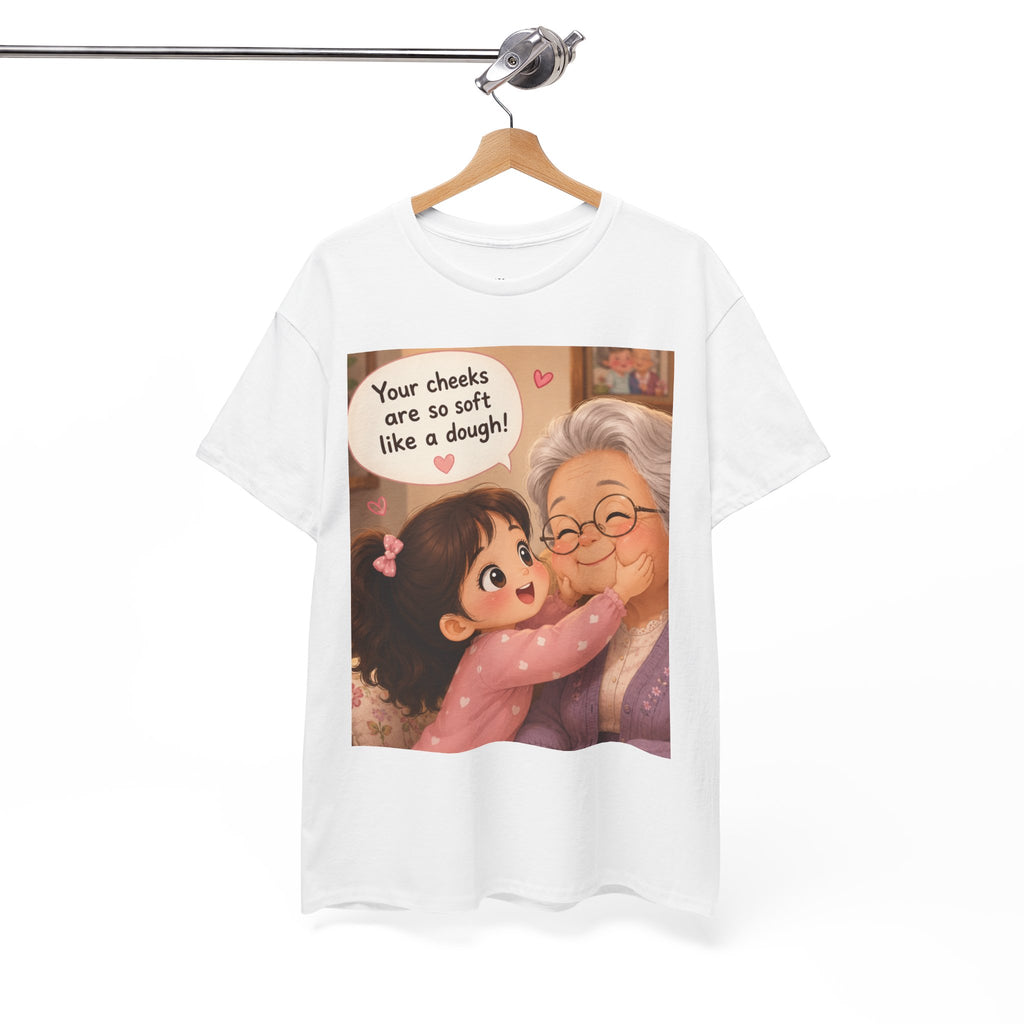 Grandma Hug T-Shirt – Cute "Your cheeks are so soft like a dough!" Illustration Tee