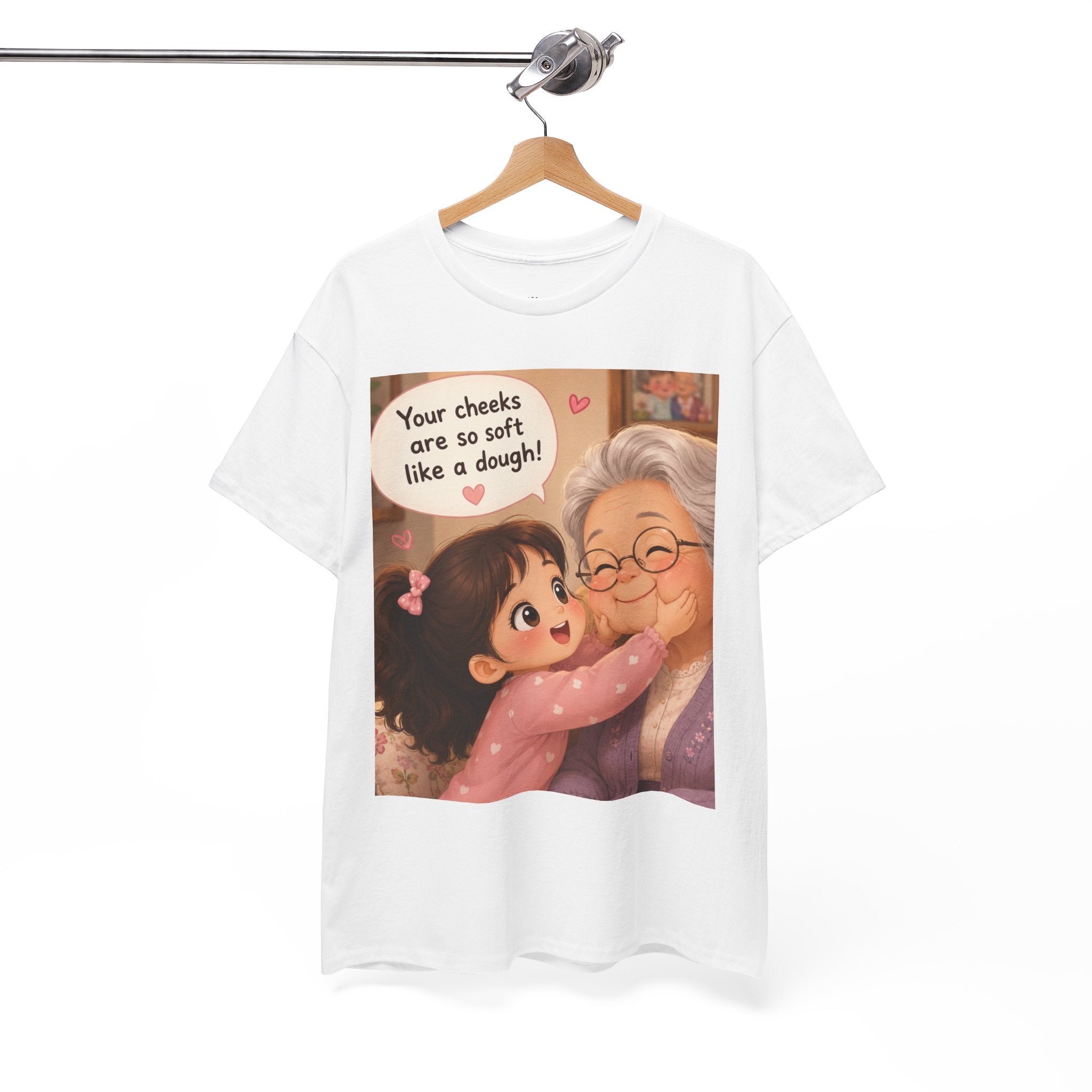 Grandma Hug T-Shirt – Cute "Your cheeks are so soft like a dough!" Illustration Tee