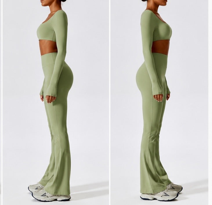 Seamless yoga sets for women – Tummy Control Flare Legging Set.
