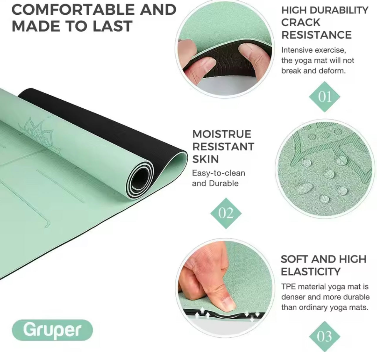 Milia Jay Premium TPE Yoga Mat – Non-Slip Fitness & Wellness Exercise Mat