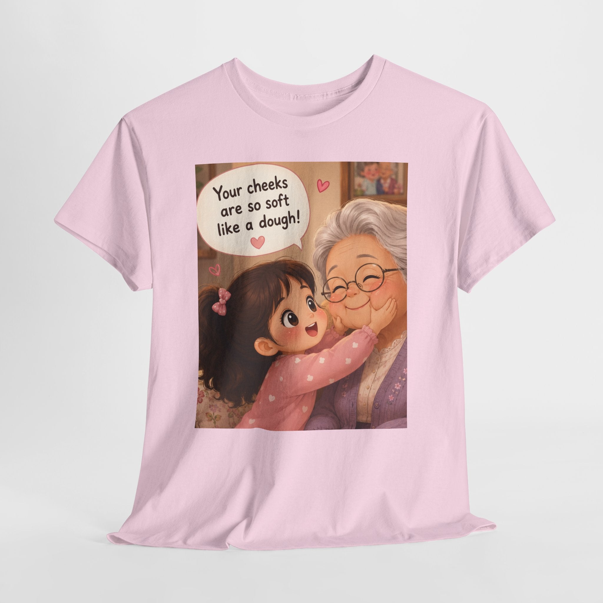 Grandma Hug T-Shirt – Cute "Your cheeks are so soft like a dough!" Illustration Tee
