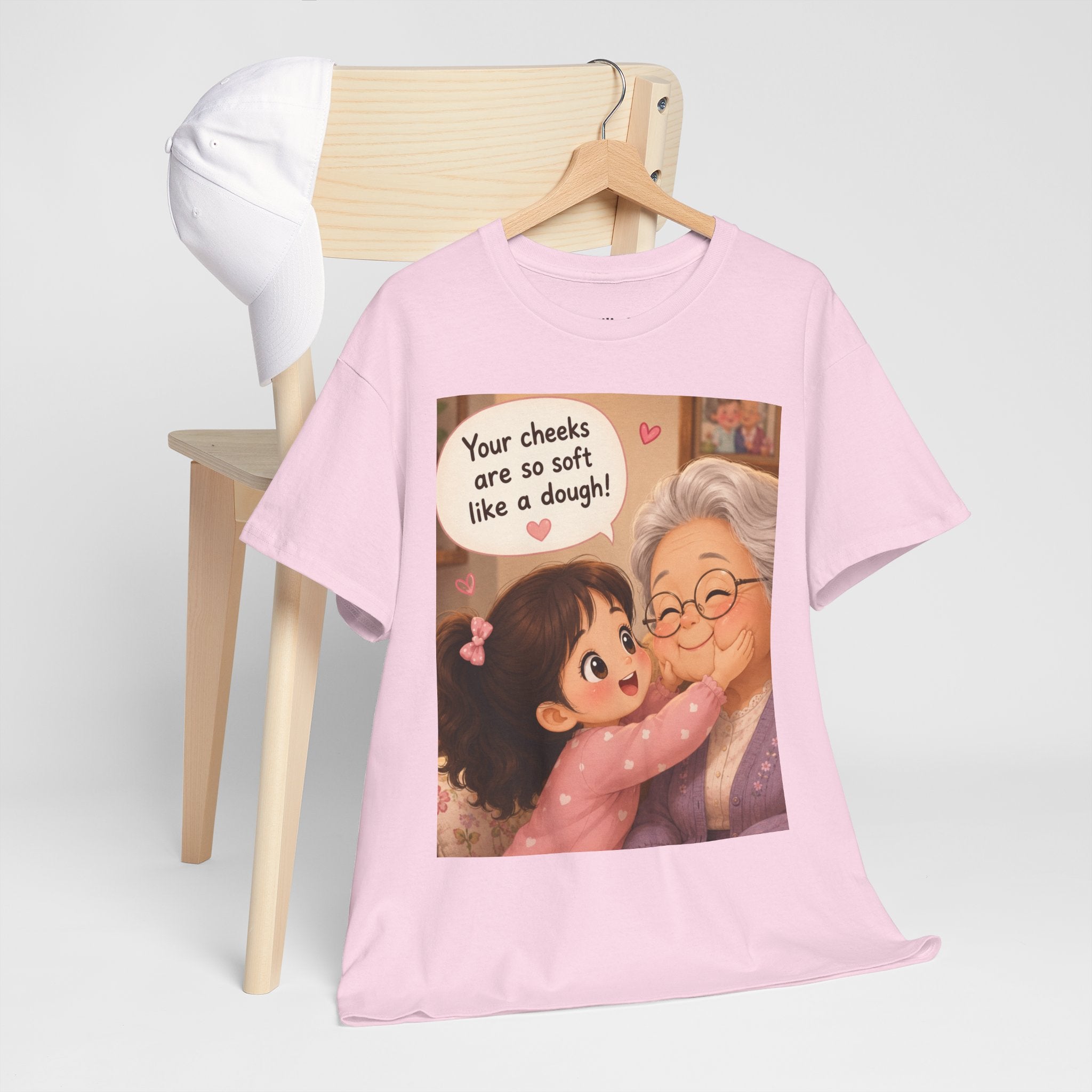 Grandma Hug T-Shirt – Cute "Your cheeks are so soft like a dough!" Illustration Tee