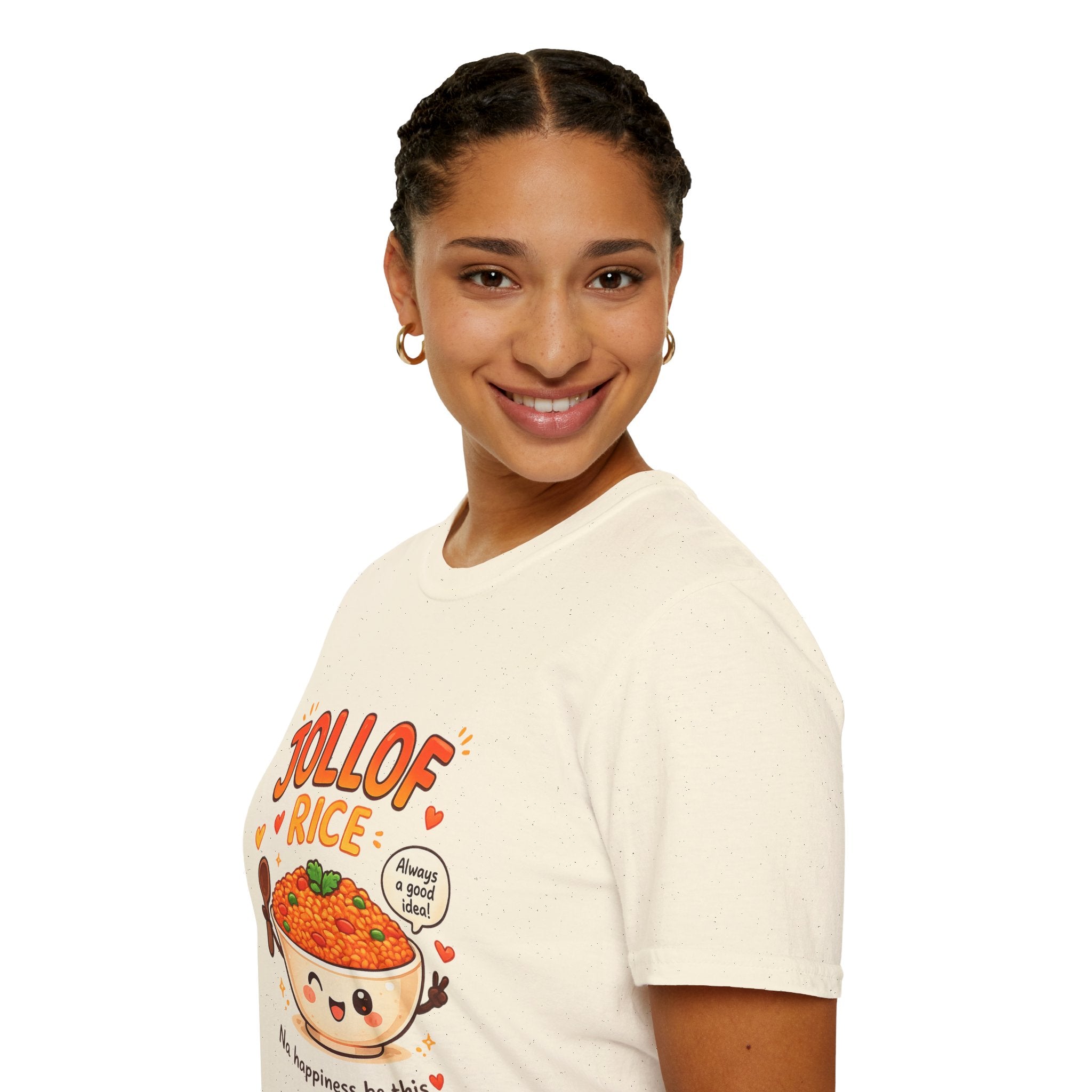 Jollof Rice T-Shirt Cute Kawaii Bowl Design (“Na happiness be this”)