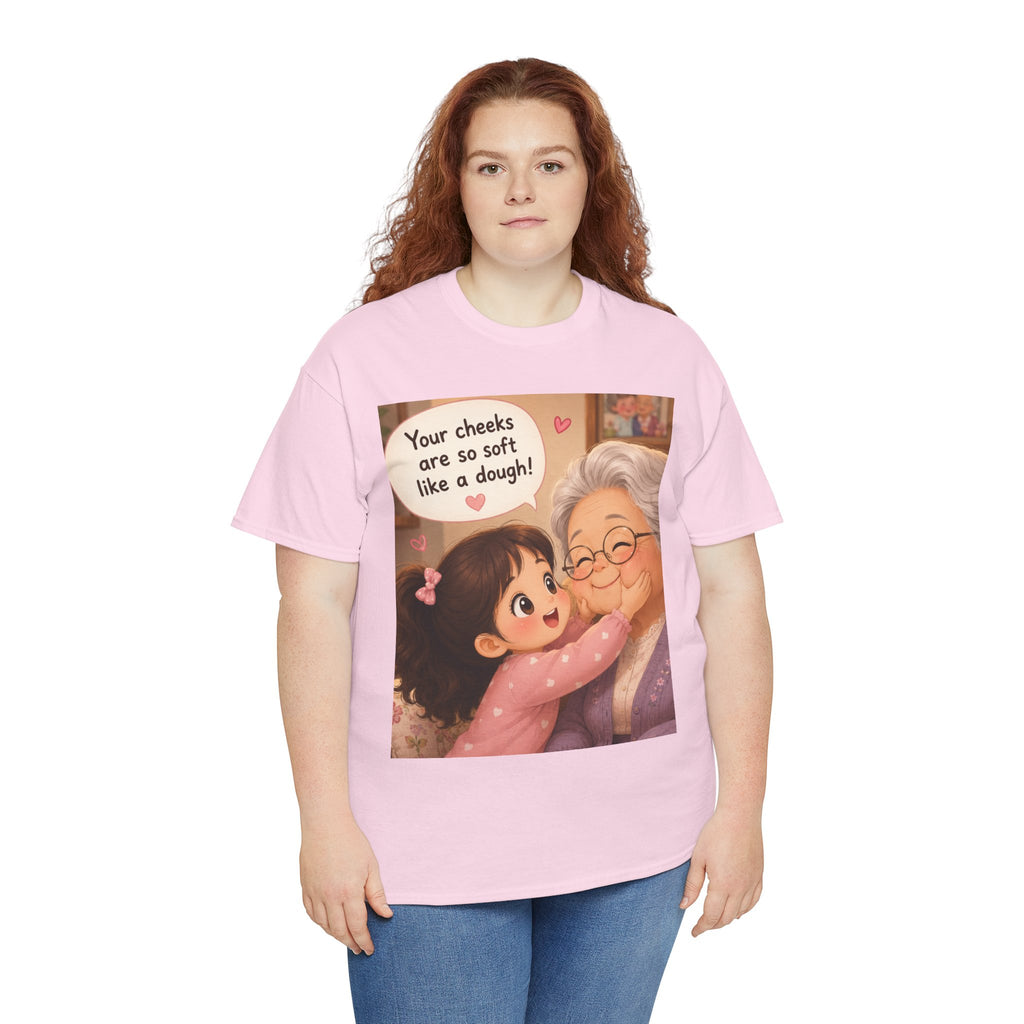Grandma Hug T-Shirt – Cute "Your cheeks are so soft like a dough!" Illustration Tee