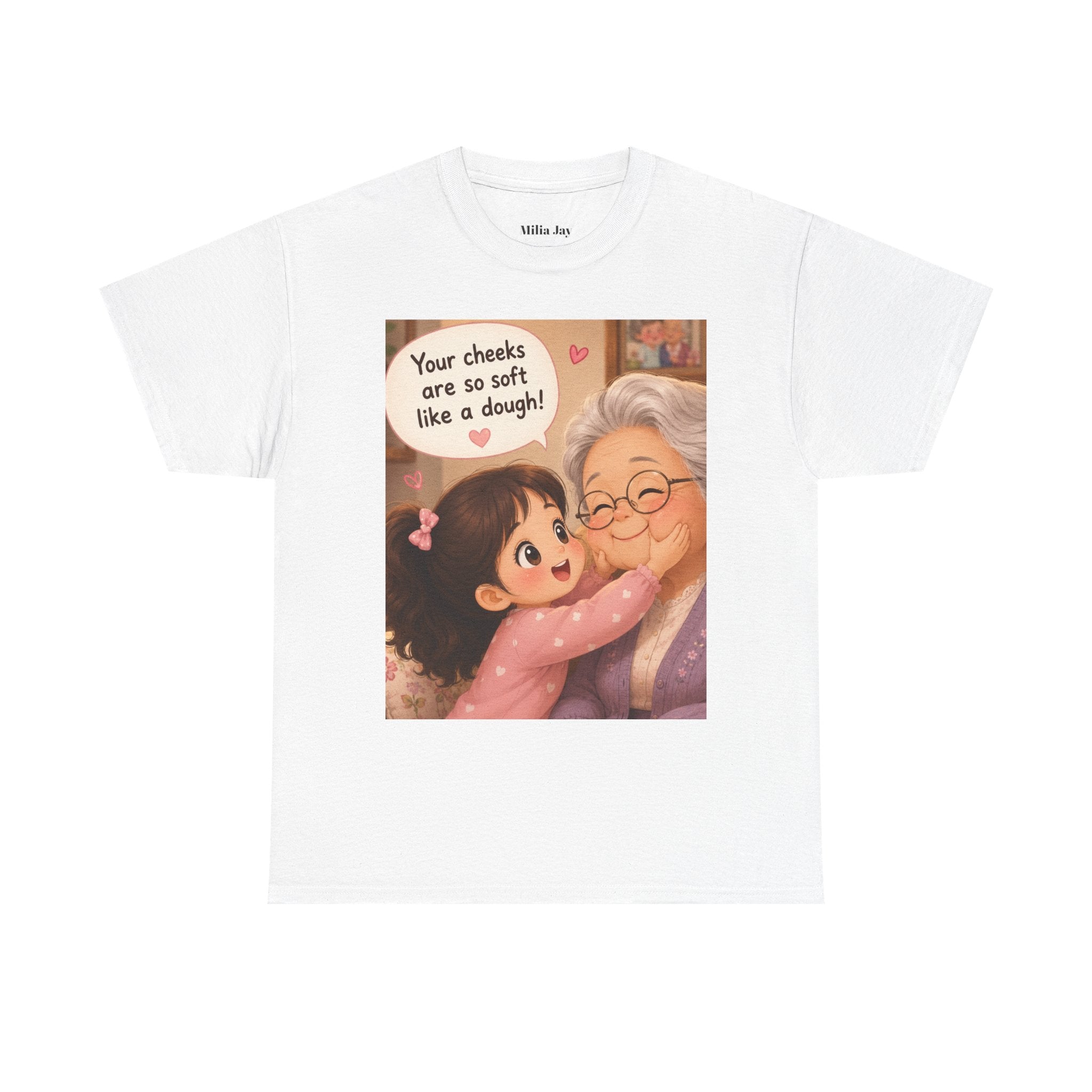 Grandma Hug T-Shirt – Cute "Your cheeks are so soft like a dough!" Illustration Tee