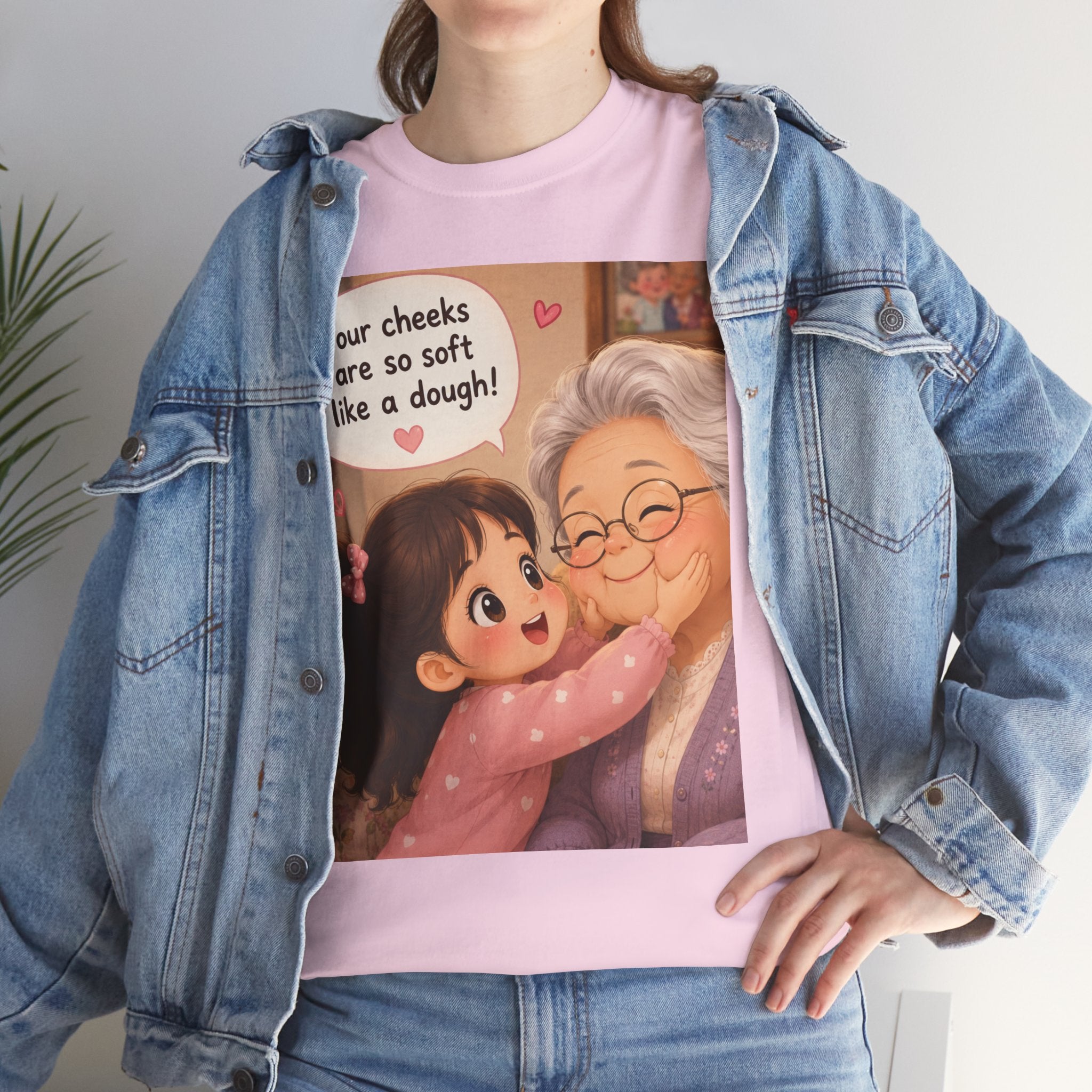 Grandma Hug T-Shirt – Cute "Your cheeks are so soft like a dough!" Illustration Tee