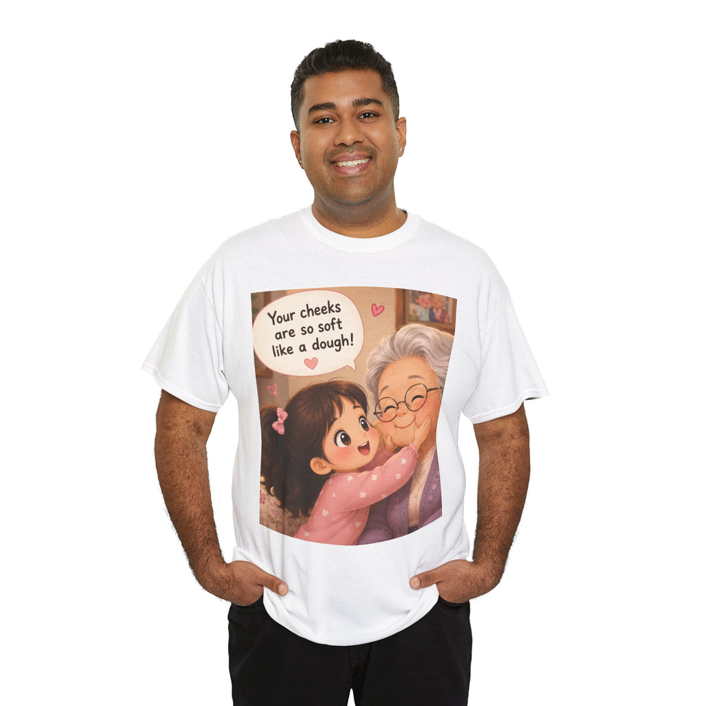 Grandma Hug T-Shirt – Cute "Your cheeks are so soft like a dough!" Illustration Tee
