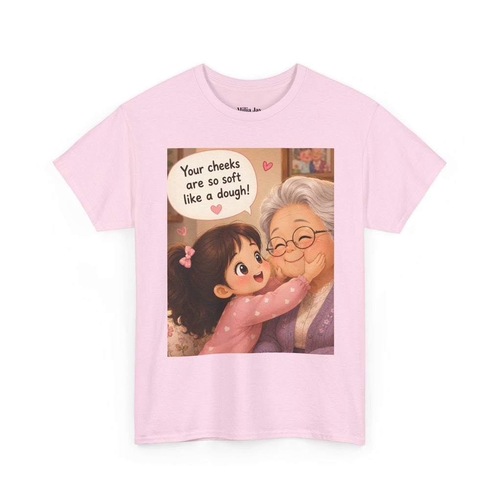 Grandma Hug T-Shirt – Cute "Your cheeks are so soft like a dough!" Illustration Tee