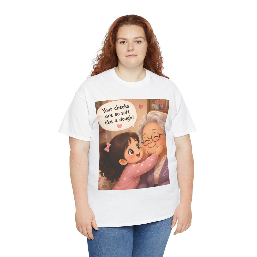 Grandma Hug T-Shirt – Cute "Your cheeks are so soft like a dough!" Illustration Tee