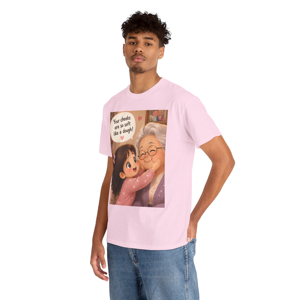 Grandma Hug T-Shirt – Cute "Your cheeks are so soft like a dough!" Illustration Tee