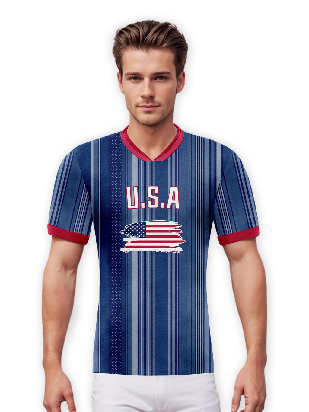 Custom USA Soccer Jersey Personalized Football Shirt with Printed Name Number Soccer Team Jerseys for Women Men Youth Fans