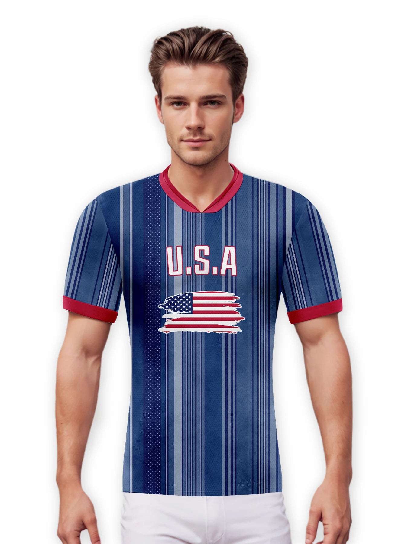 Custom USA Soccer Jersey Personalized Football Shirt with Printed Name Number Soccer Team Jerseys for Women Men Youth Fans
