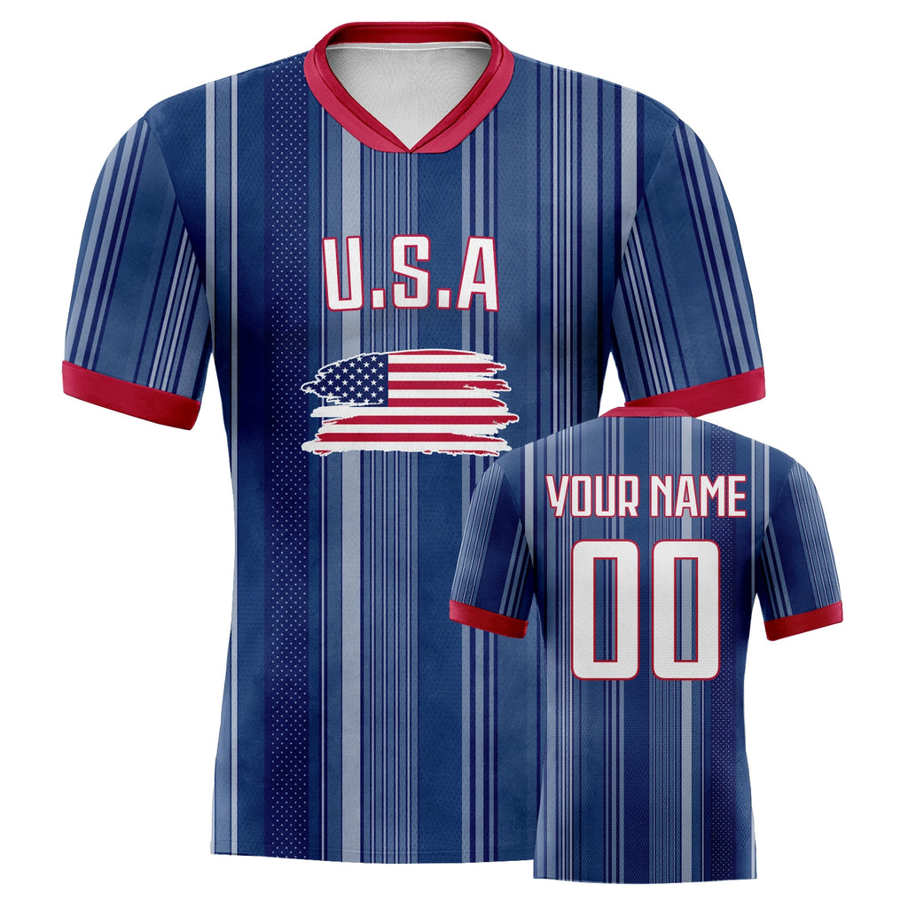 Custom USA Soccer Jersey Personalized Football Shirt with Printed Name Number Soccer Team Jerseys for Women Men Youth Fans