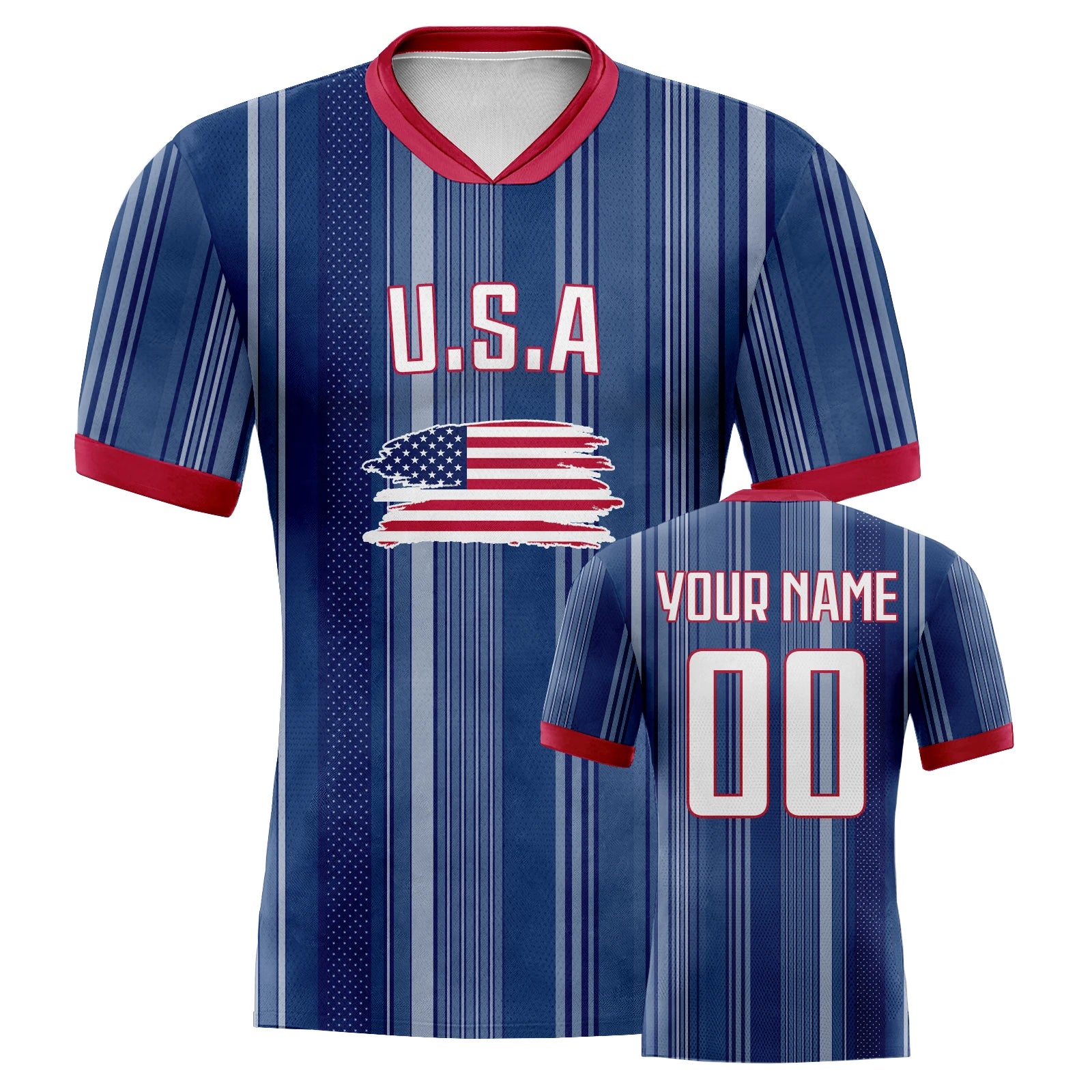 Custom USA Soccer Jersey Personalized Football Shirt with Printed Name Number Soccer Team Jerseys for Women Men Youth Fans