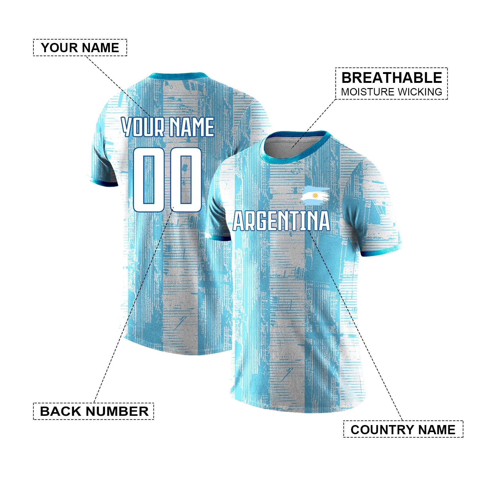 Unisex Custom Argentina Jersey 2026 World Cup – Personalized Name & Number Football Jersey | Breathable Quick-Dry Sportswear | Argentina World Cup 2026 Jersey.