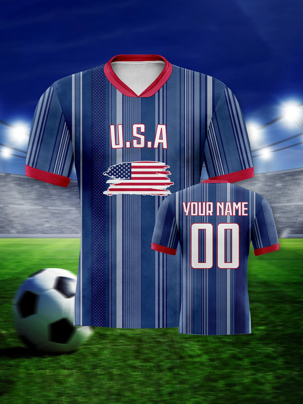Custom USA Soccer Jersey Personalized Football Shirt with Printed Name Number Soccer Team Jerseys for Women Men Youth Fans