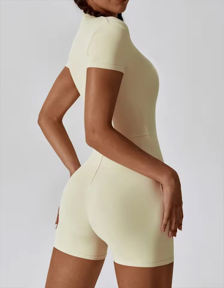 Women’s Zip-Up Gym Jumpsuit – Sculpting Activewear One Piece | Fitness & Sports Wear
