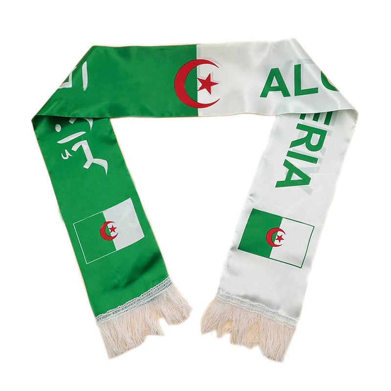 Algeria Flag Football Scarf – Satin Supporter Scarf (14×130cm)