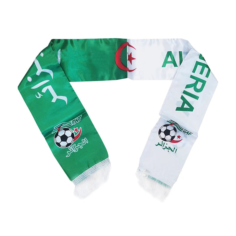 Algeria Flag Football Scarf – Satin Supporter Scarf (14×130cm)