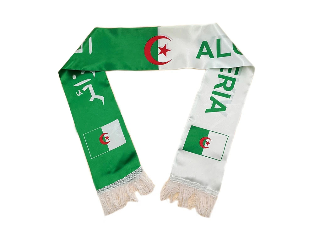 Algeria Flag Football Scarf – Satin Supporter Scarf (14×130cm)